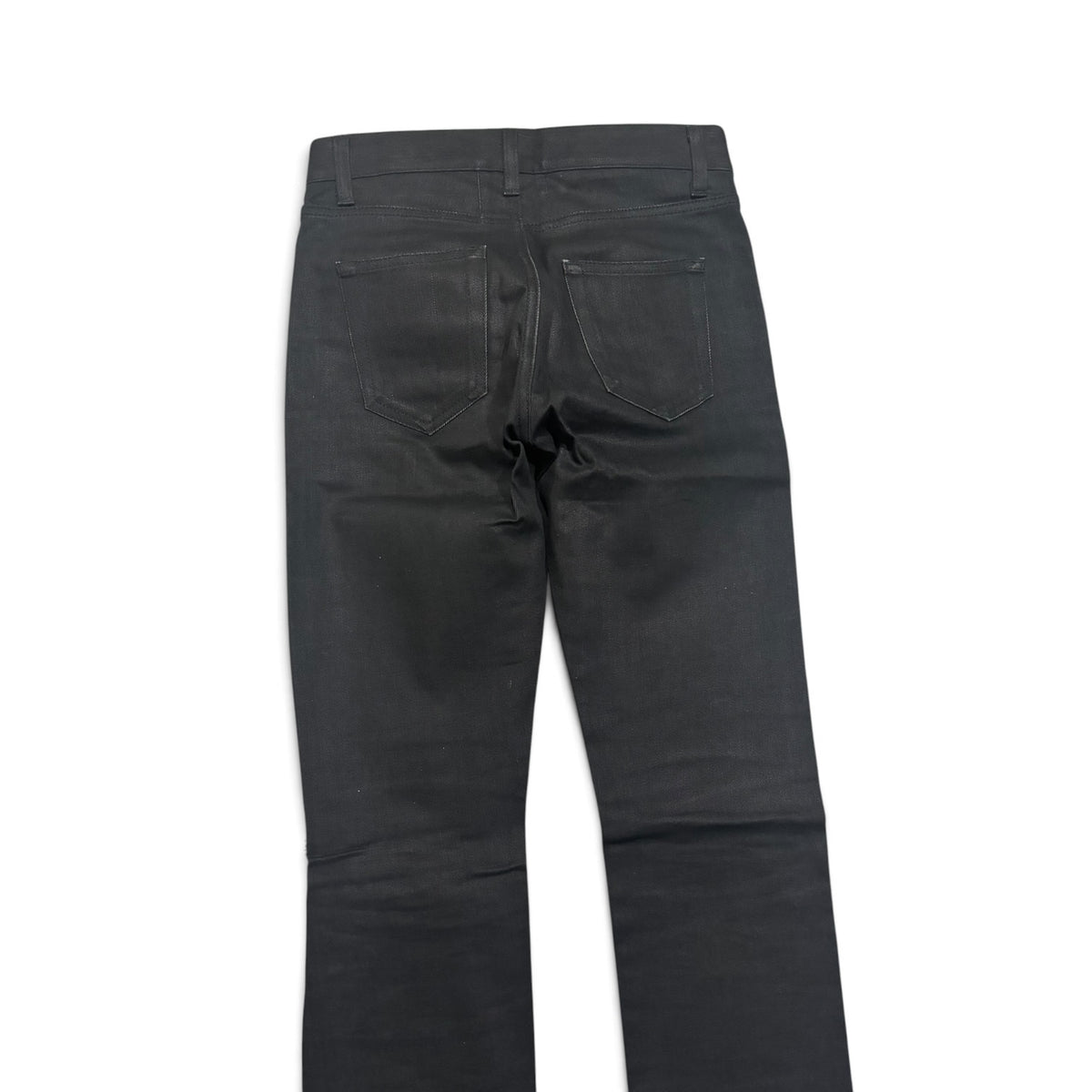 Saint Laurent Black Waxed Knee Slit Denim