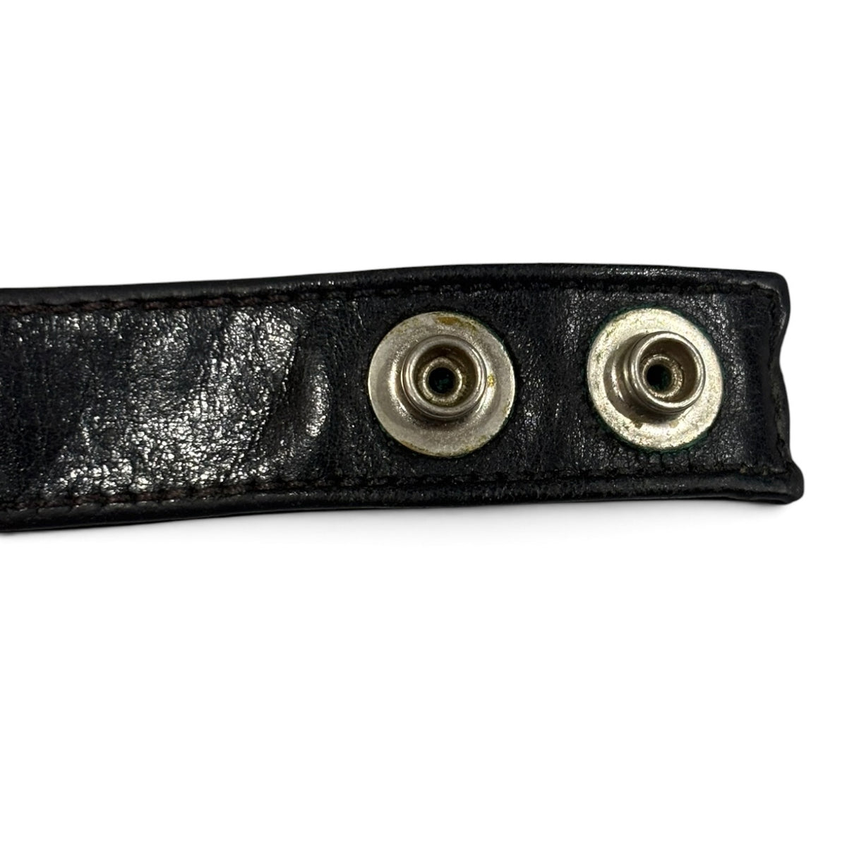 Chrome Hearts Black Leather Snap Bracelet