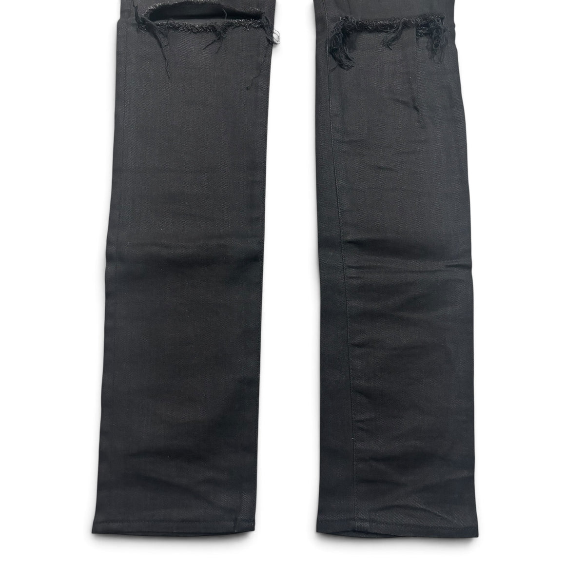Saint Laurent Black Waxed Knee Slit Denim