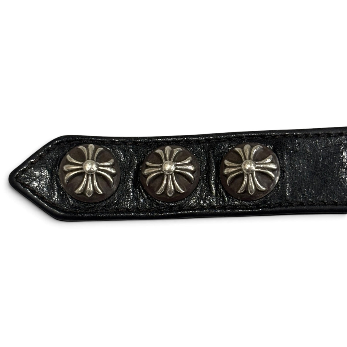 Chrome Hearts Black Leather Snap Bracelet