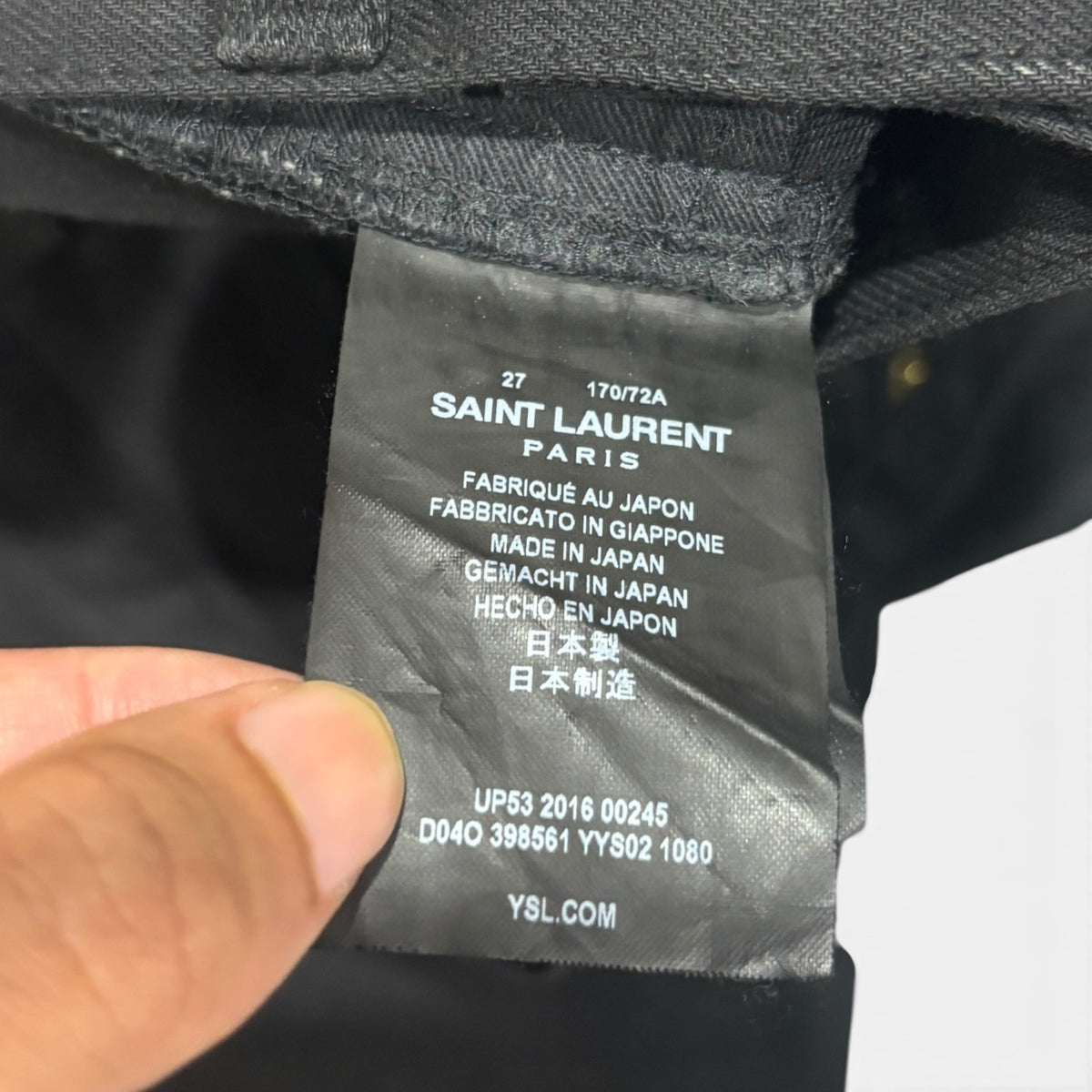 Saint Laurent Black Waxed Knee Slit Denim