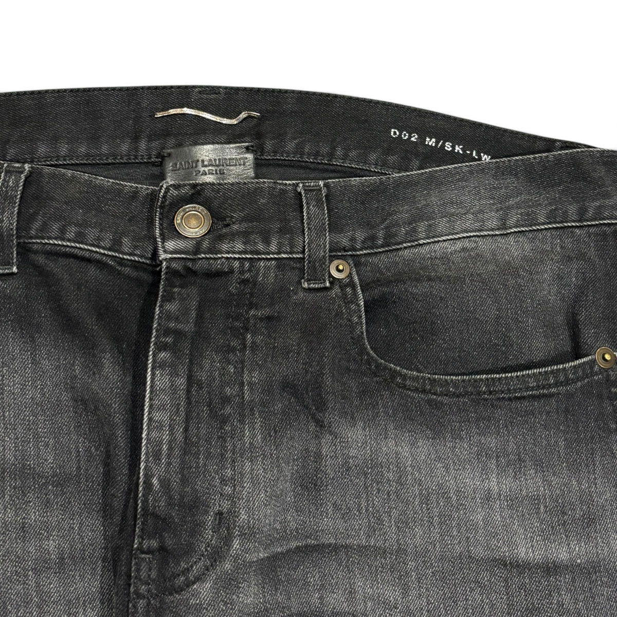 Saint Laurent Black Wash Knee Rip Denim