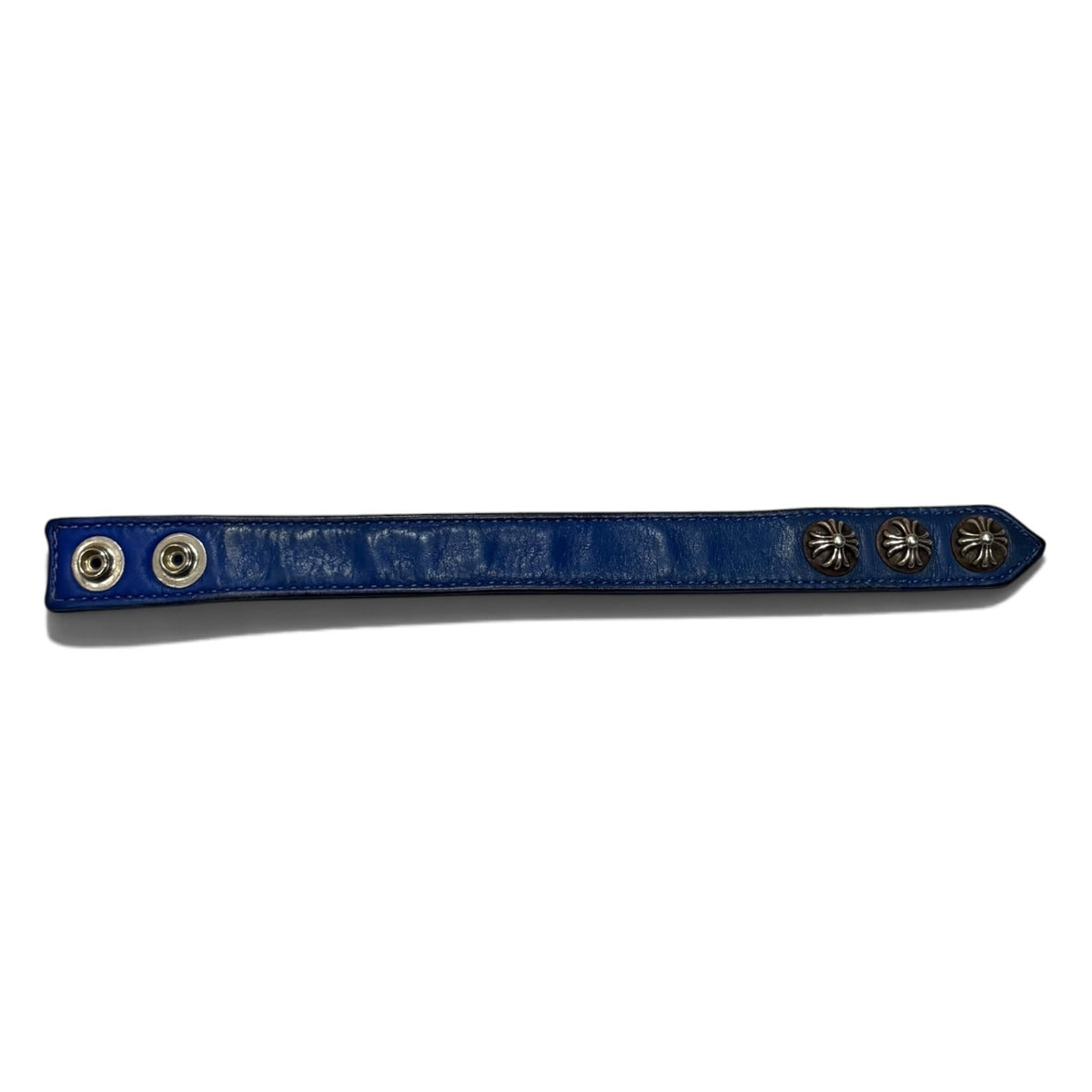 Chrome Hearts Blue Leather Snap Bracelet