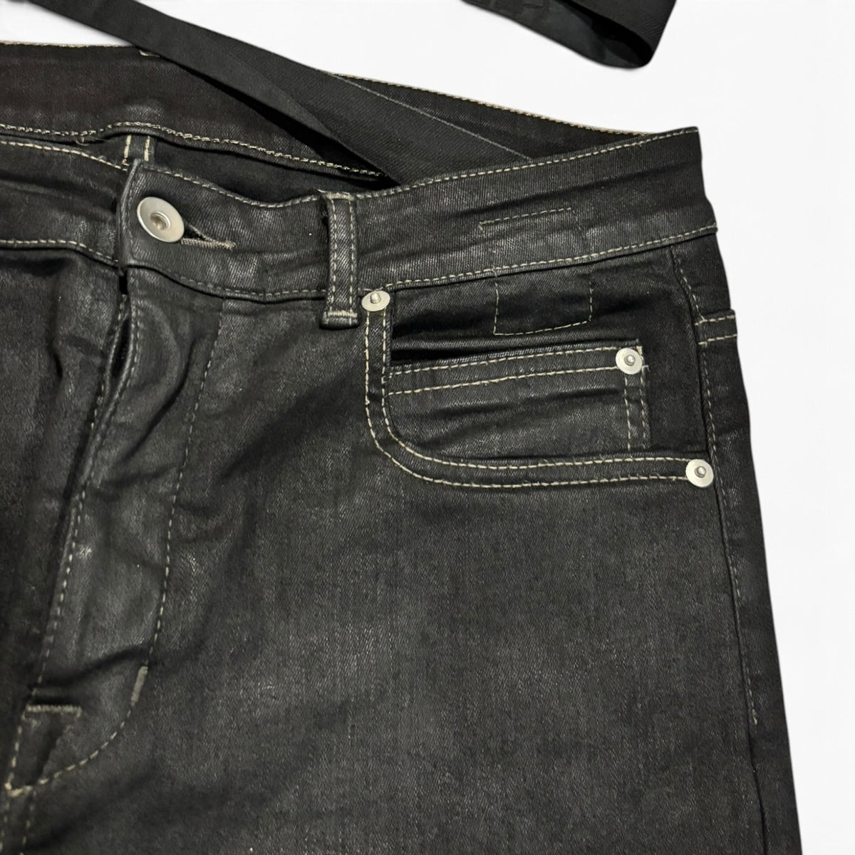 Rick Owens DRKSHDW SS22 Black Waxed Detroit Cut