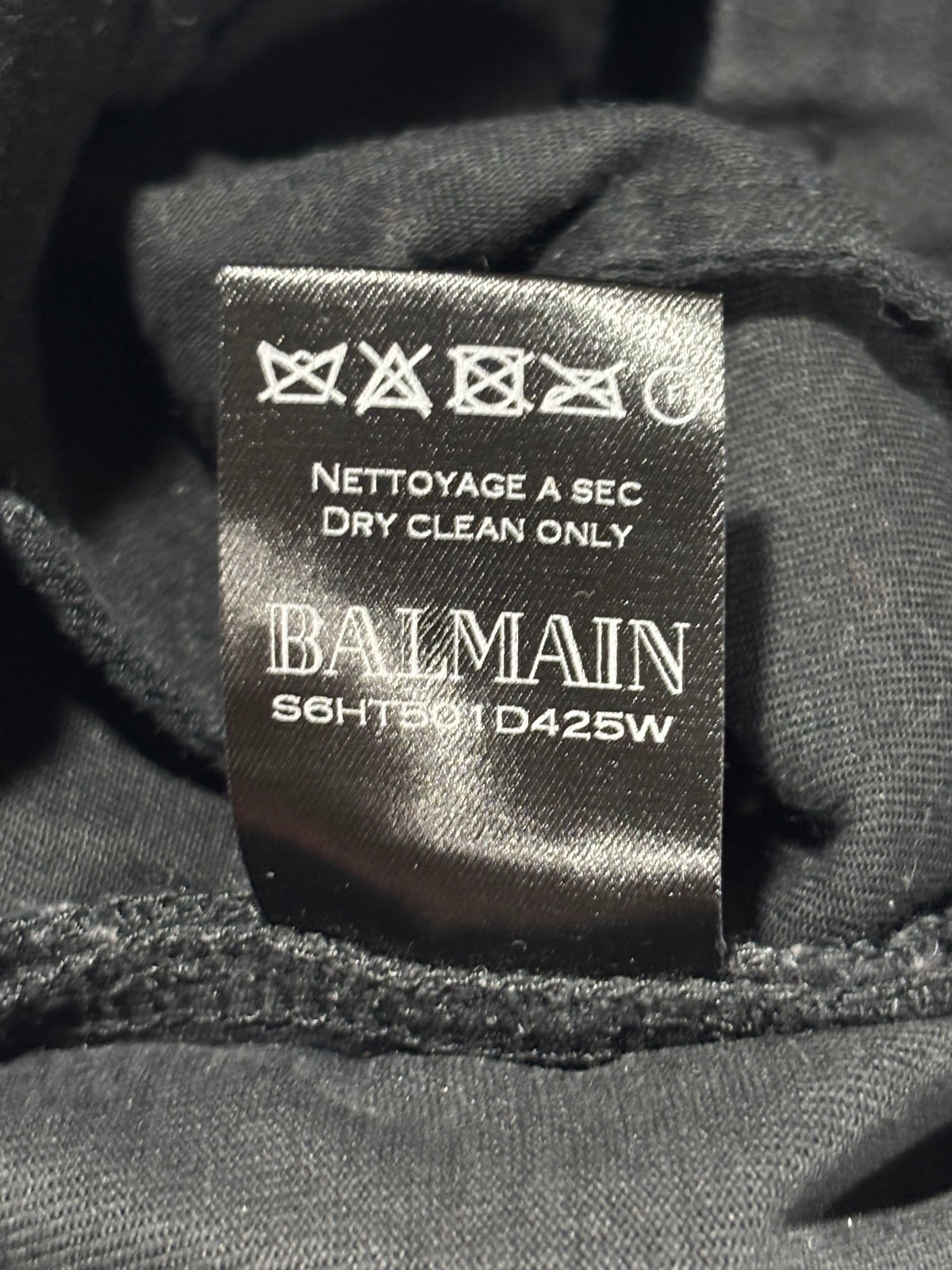 Balmain Black Waxed Biker Denim