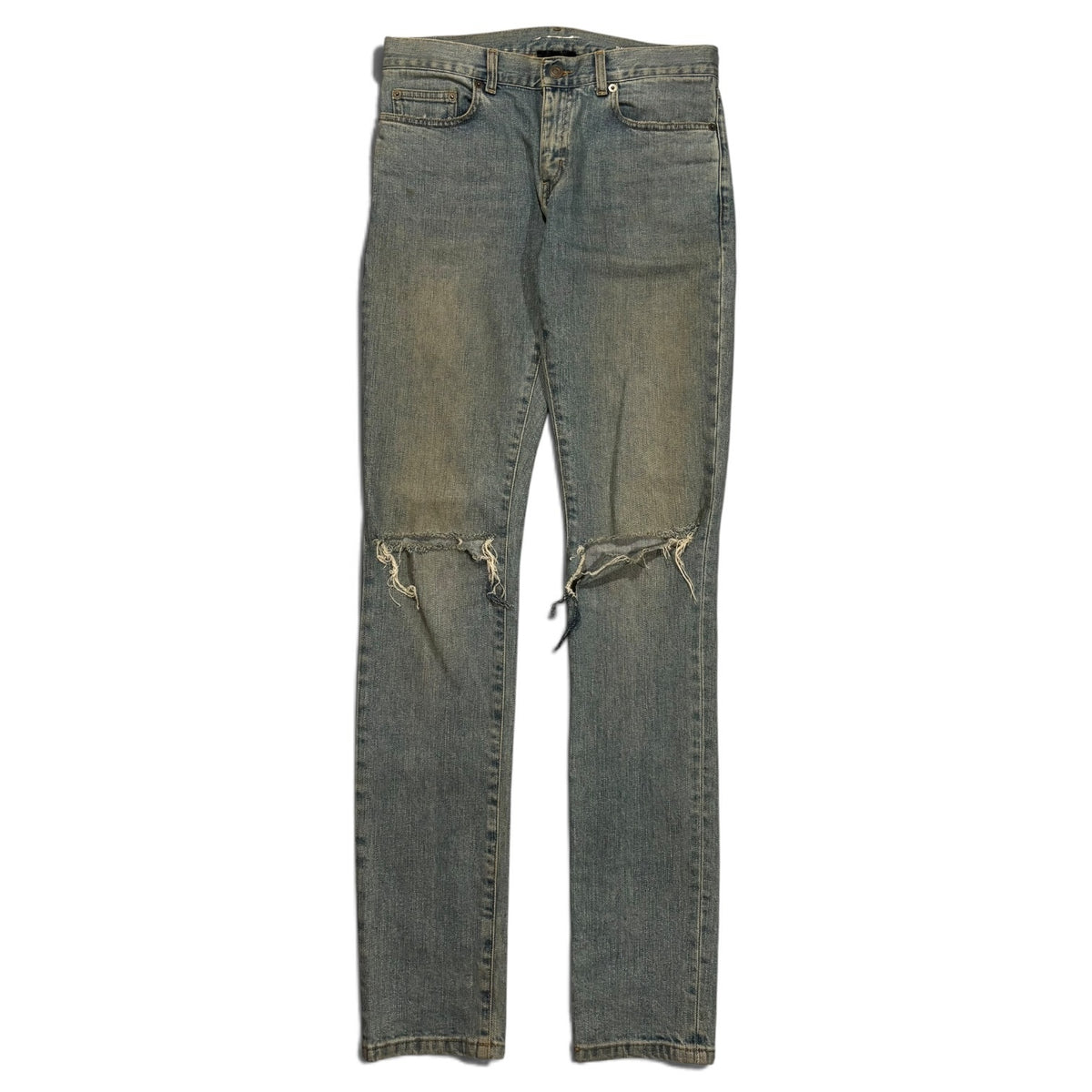 Saint Laurent AW15 Mudwash Knee Slit Denim