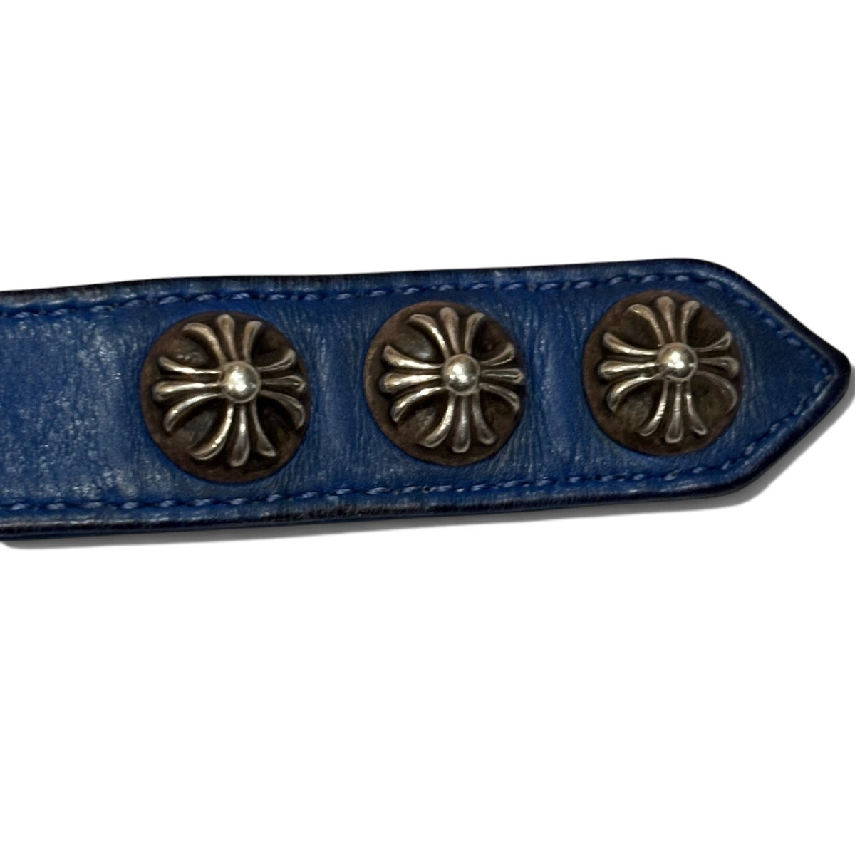 Chrome Hearts Blue Leather Snap Bracelet