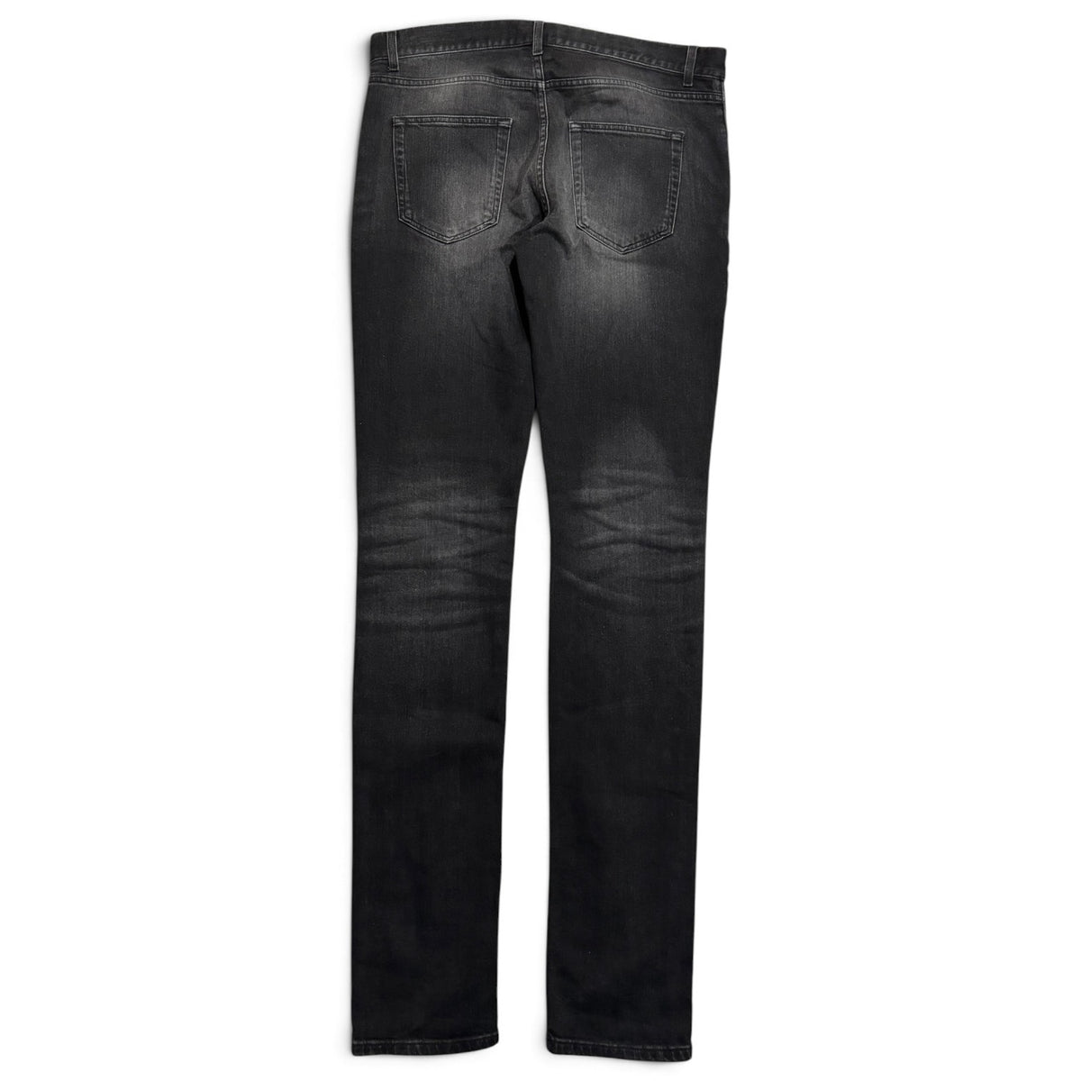 Saint Laurent Black Wash Knee Rip Denim
