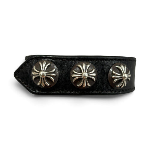 Chrome Hearts Black Leather Snap Bracelet