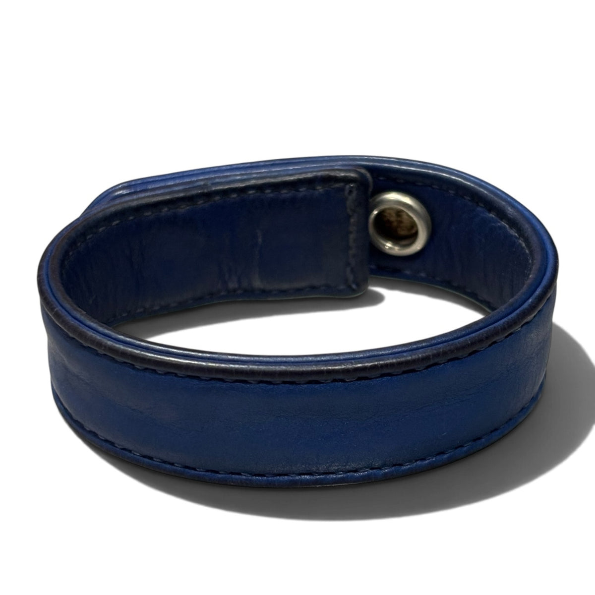 Chrome Hearts Blue Leather Snap Bracelet