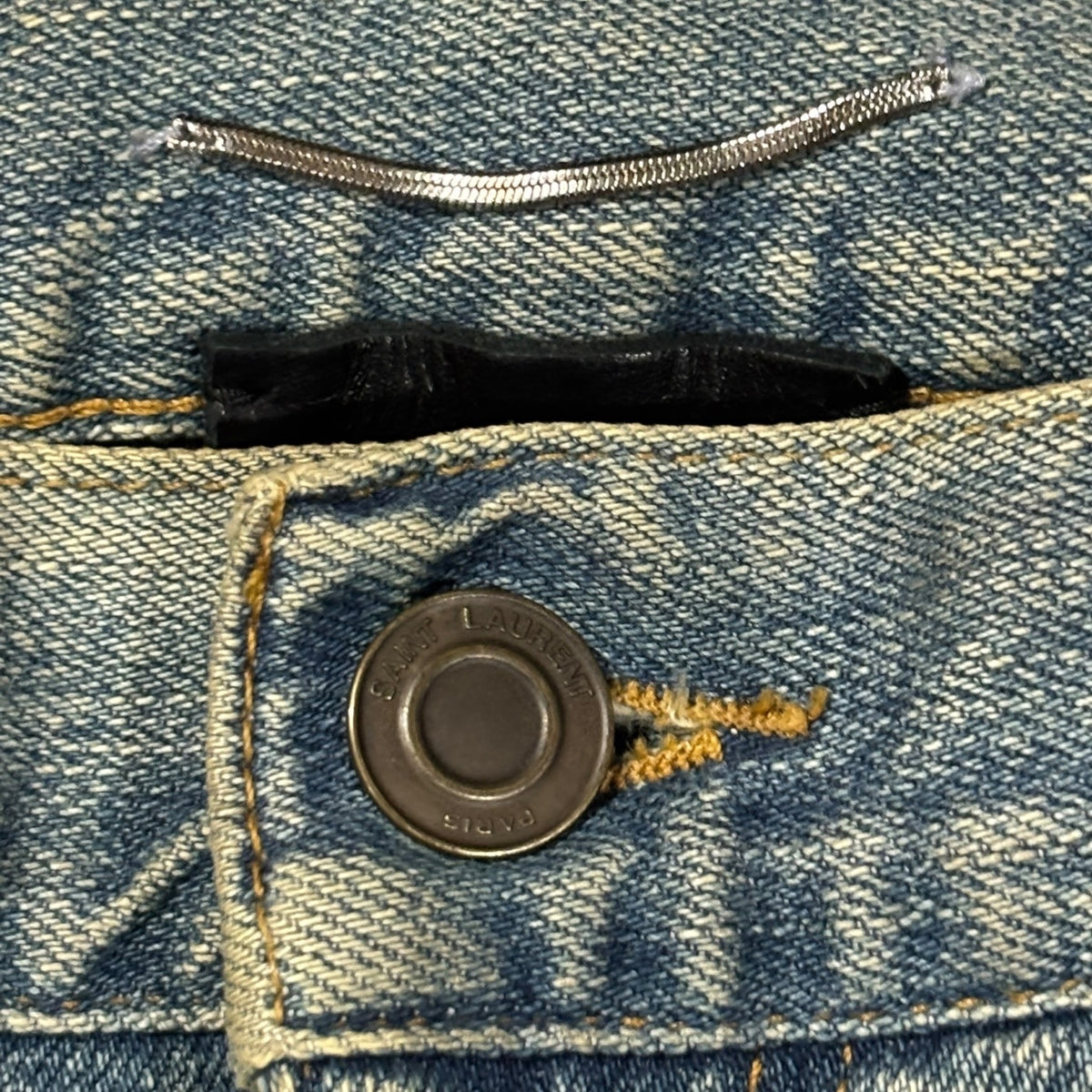 Saint Laurent AW15 Mudwash Knee Slit Denim