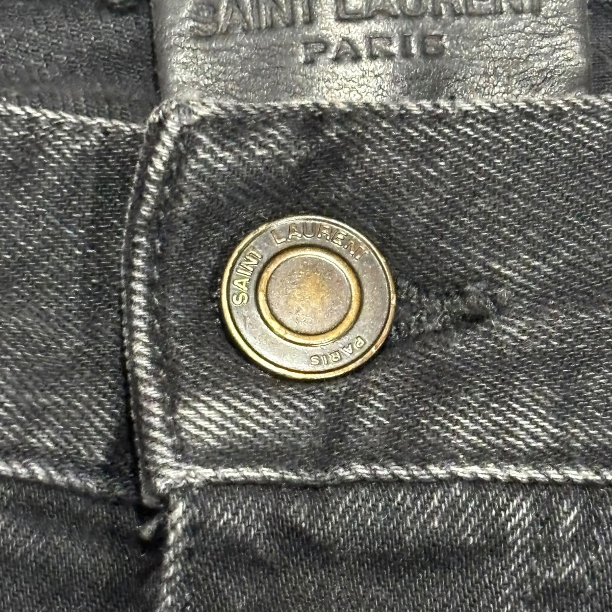 Saint Laurent Black Wash Knee Rip Denim