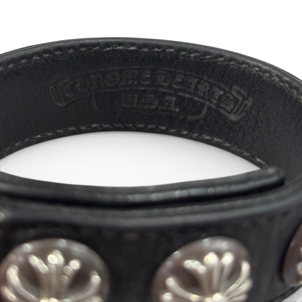 Chrome Hearts Black Leather Snap Bracelet