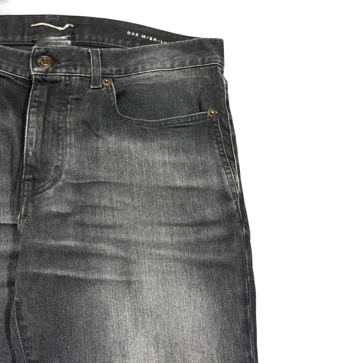 Saint Laurent Black Wash Knee Rip Denim