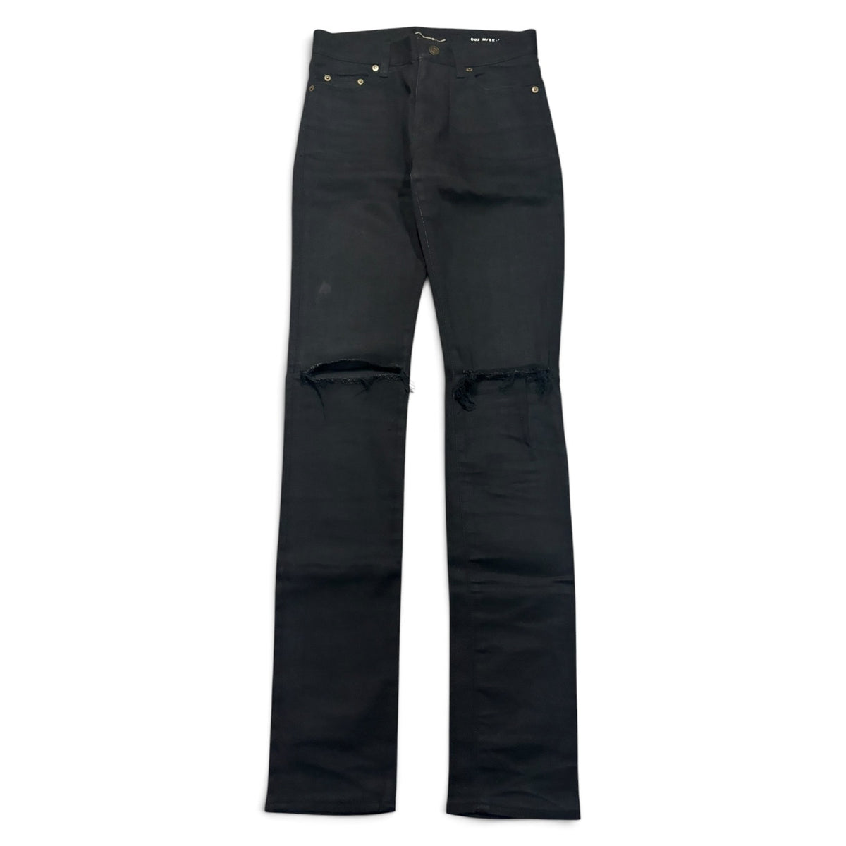 Saint Laurent Black Waxed Knee Slit Denim