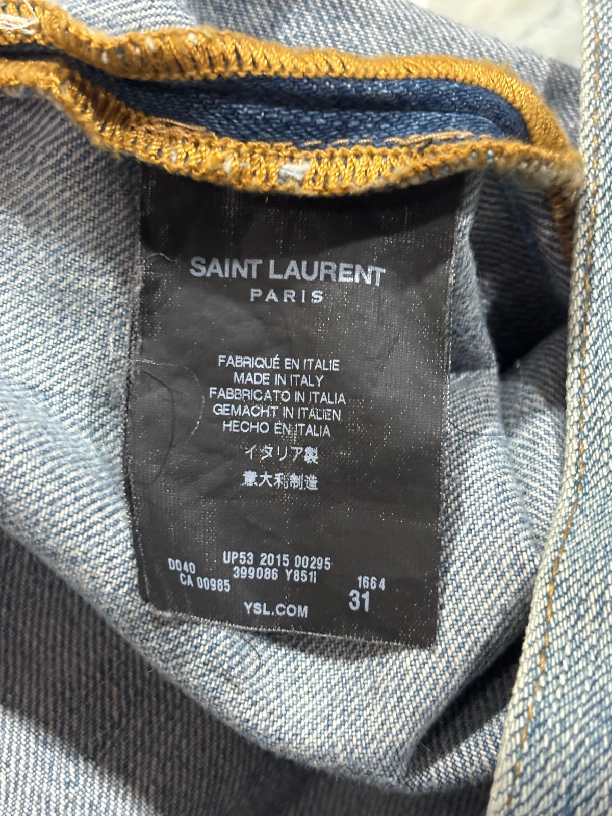 Saint Laurent AW15 Mudwash Knee Slit D02 Denim