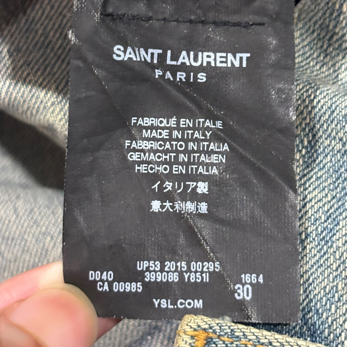 Saint Laurent AW15 Mudwash Knee Slit Denim