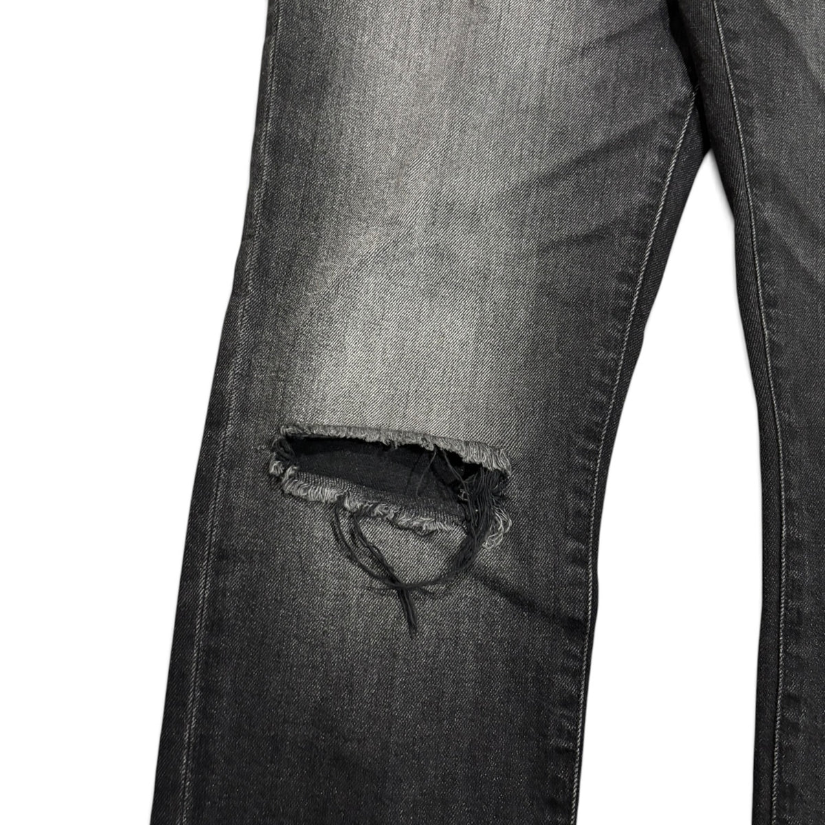 Saint Laurent Black Wash Knee Rip Denim