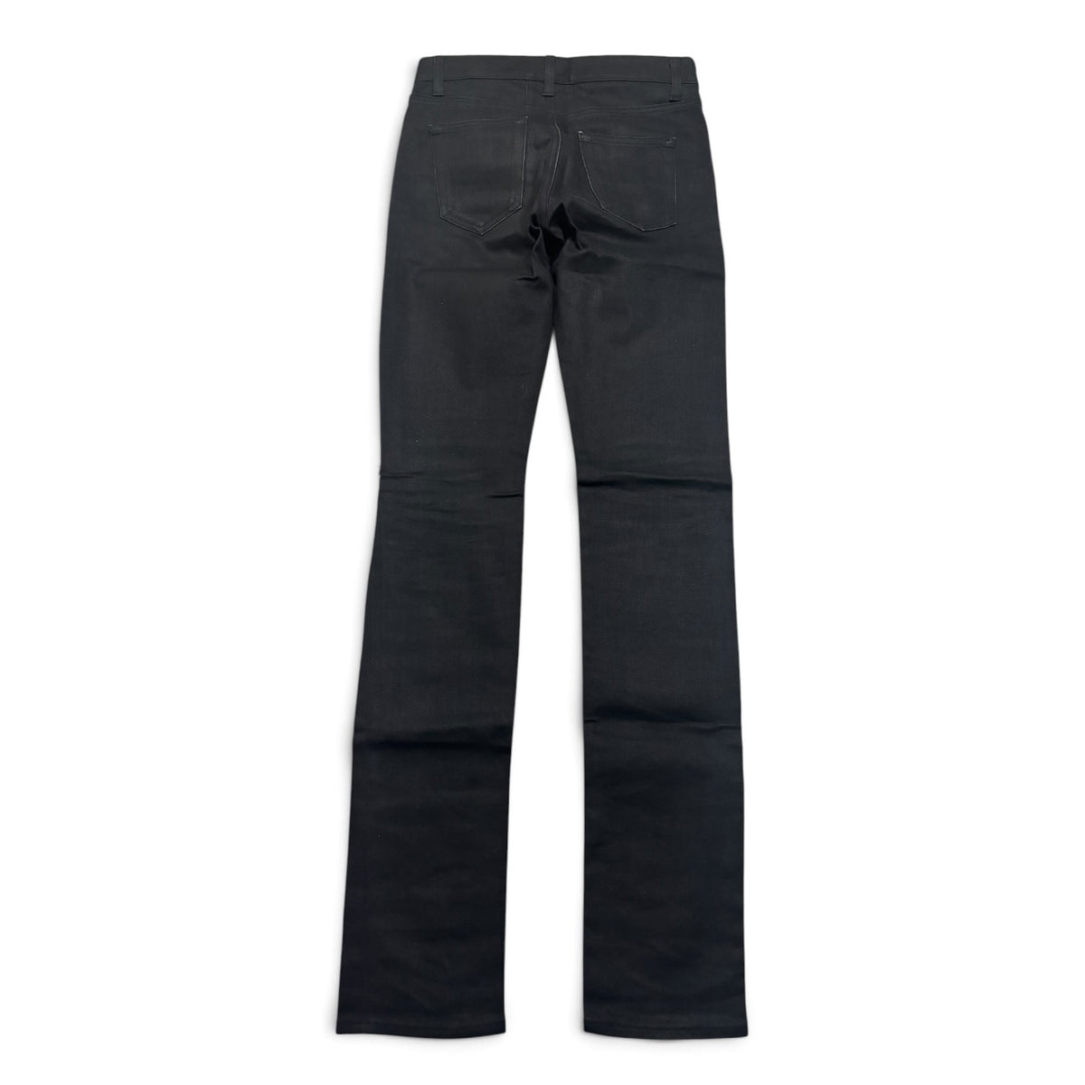 Saint Laurent Black Waxed Knee Slit Denim